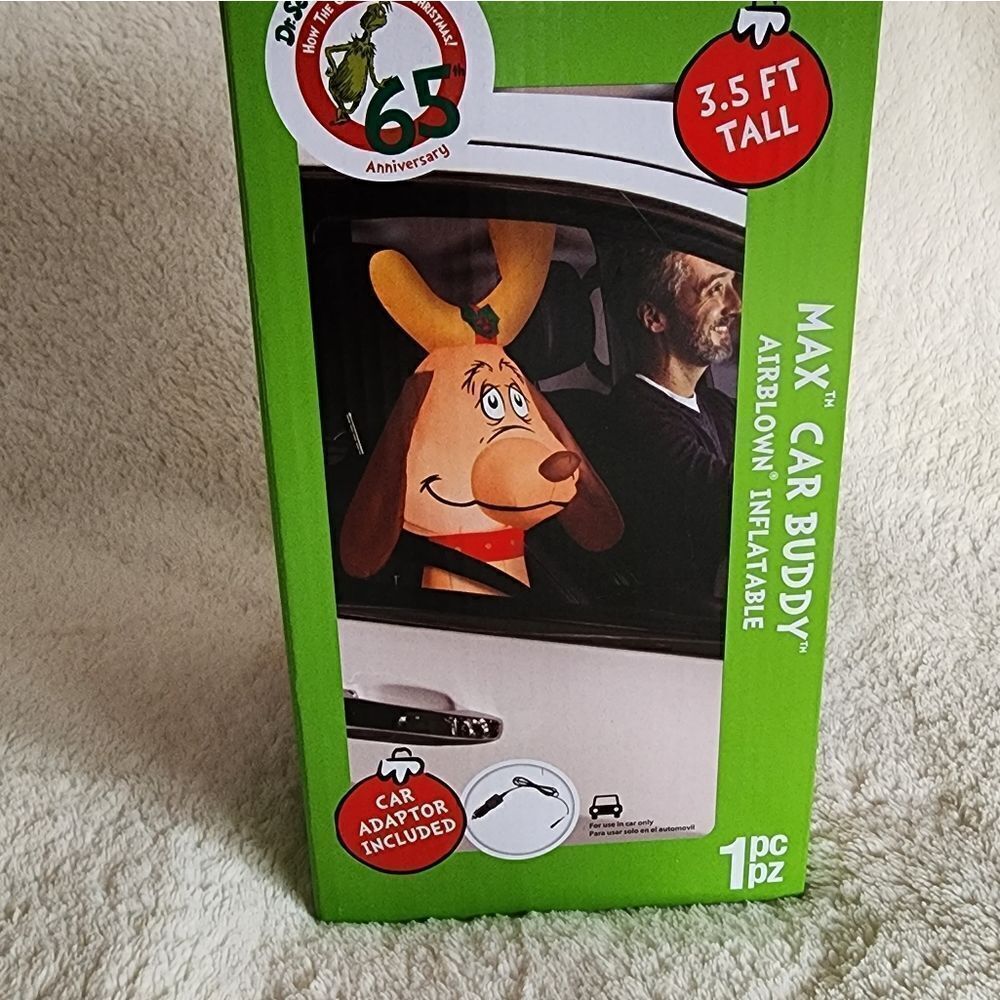 NEW DR. Seuss Grinch Max with Antlers Car Buddy airblown inflatable